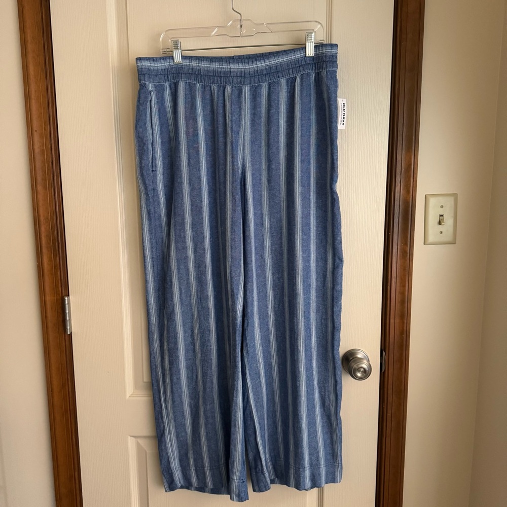 Old Navy Indigo Striped Wide-Leg Pants